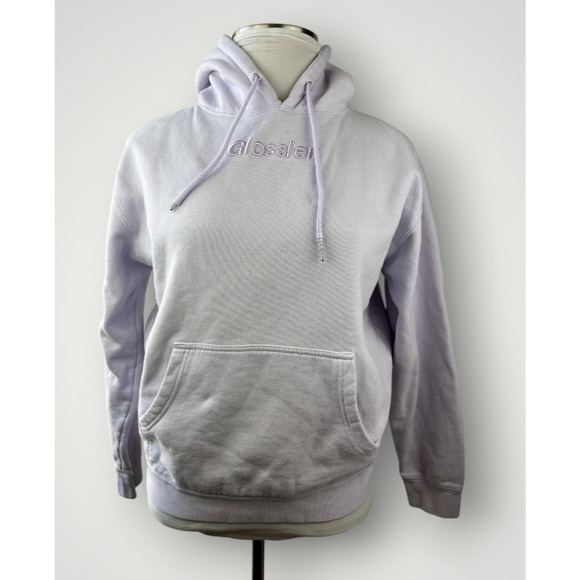 Glossier Limited Edition Lavender Hoodie Embroidered Pullover Sweatshirt Medium - Picture 2 of 16